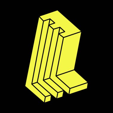 Optik yanılsama, vektör. Optik sanat objesi. Geometrik şekiller. Escher paradoksu. İmkansız şekiller. 