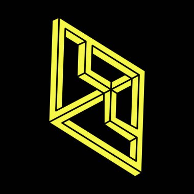 Optik illüzyon şekilleri. Optik sanat objesi. İmkansız rakamlar. Escher paradoksu. Geometri. 