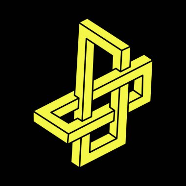 Optik illüzyon figürü. İmkansız nesneler. Çizgi geometrik şekiller. Escher paradoksu. 