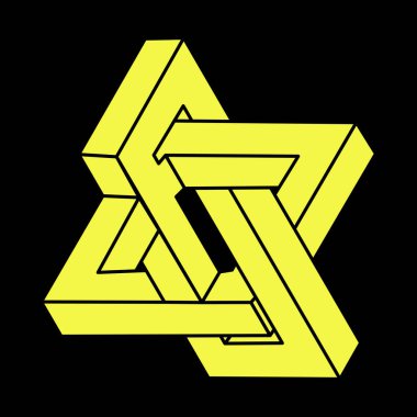 Optik illüzyon şekilleri. Escher paradoksu. Optik sanat objesi. İmkansız rakamlar. Geometri. 