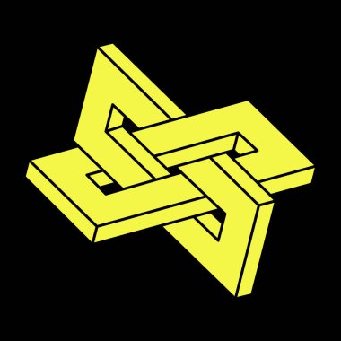 Optik illüzyon objesi. Escher tarzı. İmkansız şekiller. Kutsal geometri figürü. Optik sanat. 