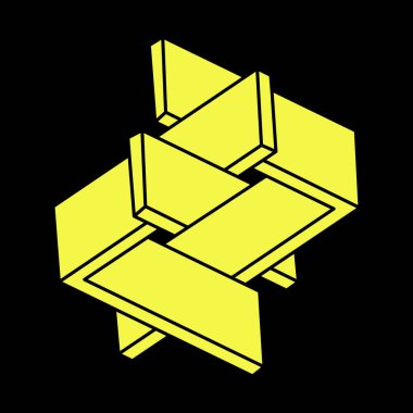 Optik illüzyon şekilleri. Optik sanat objesi. Kutsal geometri. İmkansız rakamlar. Escher paradoksu. 