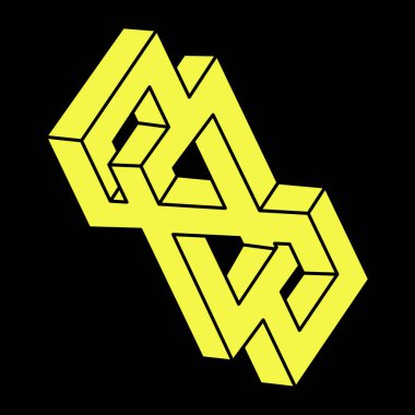 Optik illüzyon şekilleri. Optik sanat objesi. İmkansız bir rakam. Geometri. Escher paradoksu. 