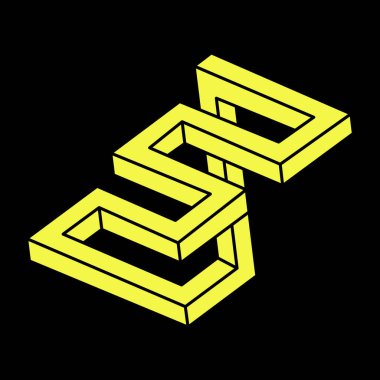 Optik illüzyon figürleri. İmkansız nesneler. Çizgi geometrik şekiller. Escher paradoksu. 