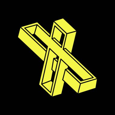 Optik illüzyon objesi. İmkânsız şekil logosu tasarımı. Optik sanat. Kutsal geometri figürleri. Escher tarzı. 