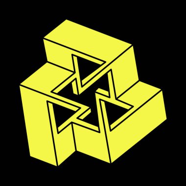 Optik illüzyon şekilleri. Optik sanat objesi. Escher tarzı. İmkansız rakamlar. Kutsal geometri. 