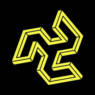 İmkânsız optik illüzyon şekilleri. Optik sanat objesi. İmkansız rakamlar. Kutsal geometri. Escher paradoksu. 