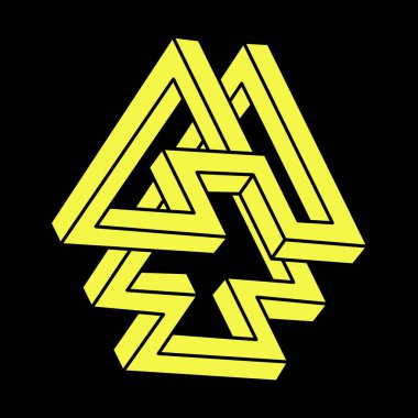 Optik yanılsama, vektör. Optik sanat objesi. Geometrik şekil. İmkansız şekiller. Escher paradoksu. 