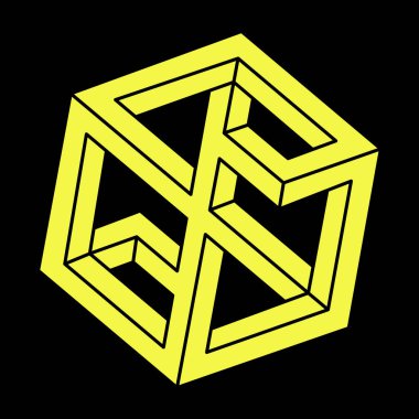 Optik illüzyon objesi. Çizgi tasarımı. İmkansız şekiller. Web tasarım elemanı. Geometrik şekil. Escher paradoksu. 