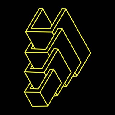 İmkânsız optik illüzyon şekli. Optik sanat objesi. İmkansız bir rakam. Geometri. 