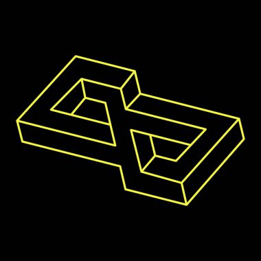 İmkansız şekiller. Optik yanılsama. Doğrusal sonsuz nesne. Soyut sonsuz geometrik figür. İmkânsız geometri tabelaları. Optik sanat. 