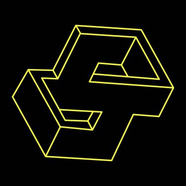 İmkânsız optik illüzyon şekli. Optik sanat objesi. İmkansız bir rakam. Geometri. 