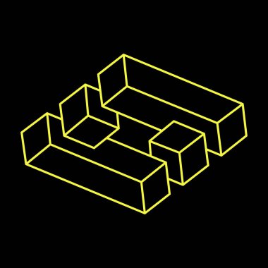 İmkânsız optik illüzyon şekilleri. Optik sanat objesi. İmkansız rakamlar. Çizgi çalışması. Gerçekdışı geometrik nesneler. 