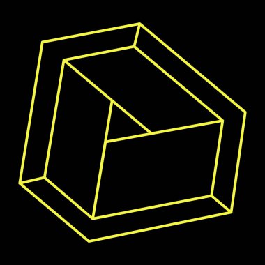 İmkânsız optik illüzyon şekilleri. Optik sanat objesi. İmkansız rakamlar. Satır sanatı. 