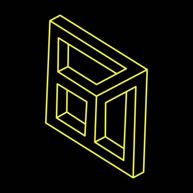 İmkansız şekil, optik illüzyon, vektör. Optik sanat objesi. Geometrik şekil. 