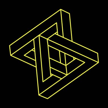 İmkansız şekil, optik illüzyon, vektör. Optik sanat objesi. Geometrik şekil. 