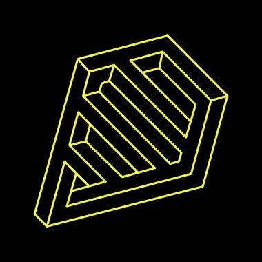 İmkansız şekiller. Çizgi tasarımı. Vektör çizimi. Optik yanılsama objeleri. Optik sanat. 