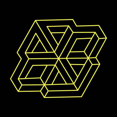 İmkânsız optik illüzyon şekilleri. Optik sanat objesi. İmkansız rakamlar. Satır sanatı. 