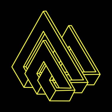 İmkânsız optik illüzyon şekli. Optik sanat objesi. Kutsal geometri. İmkansız rakamlar. Satır sanatı. 