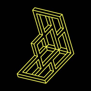İmkânsız şekiller logo tasarımı, optik illüzyon objesi. Optik sanat figürü. 