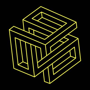 İmkânsız optik illüzyon şekilleri. Optik sanat objesi. İmkansız rakamlar. Çizgi çalışması. Gerçekdışı geometrik nesneler. 