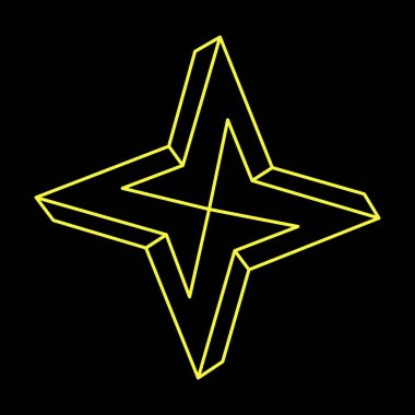 İmkansız şekil, optik illüzyon, vektör. Optik sanat objesi. Geometrik şekil. 