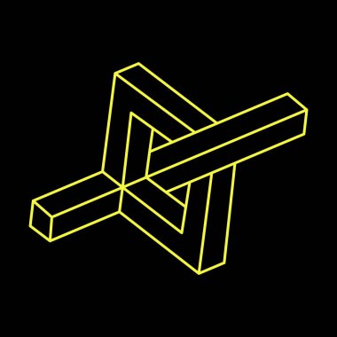 İmkânsız optik illüzyon şekilleri. Optik sanat objesi. İmkansız rakamlar. Çizgi çalışması. Gerçekdışı geometrik nesneler. 