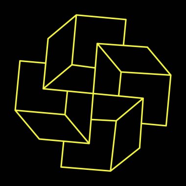 İmkânsız optik illüzyon şekli. Optik sanat objesi. İmkansız rakamlar. Kutsal geometri. 