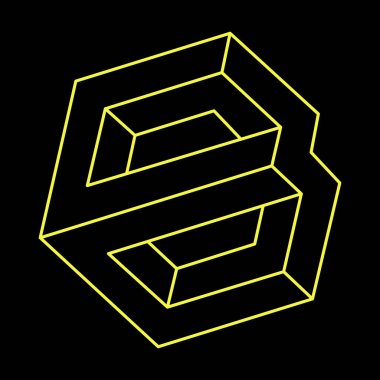 İmkansız bir şekil. Web tasarım elemanı. Optik İllüzyon nesnesi. Satır tasarımı. 