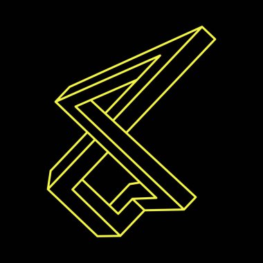 İmkânsız optik illüzyon şekli. Optik sanat objesi. İmkansız bir rakam. Geometri. 