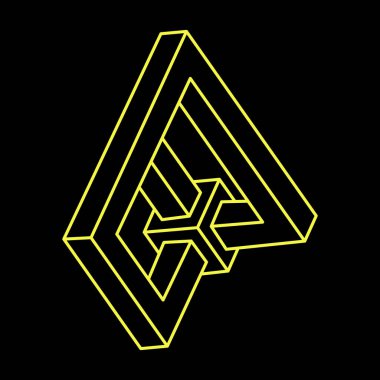 İmkansız nesneler. Çizgi geometrik şekli. Optik yanılsama figürü. 