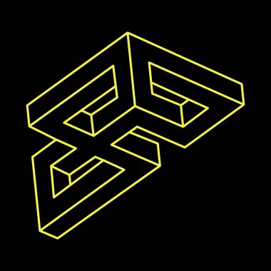 İmkansız şekiller. Kutsal geometri. Optik illüzyon figürü. Soyut sonsuz geometrik nesneler. İmkansız sonsuz ana hatları. Optik sanat. İmkansız geometri şekli. Satır sanatı.