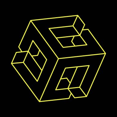 İmkansız şekiller. Kutsal geometri figürleri. Optik yanılsama. Soyut sonsuz geometrik nesne. İmkansız sonsuz özet. Çizgi çalışması. Optik sanat. 