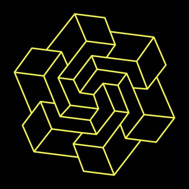 İmkansız bir şekil. Web tasarım elemanı. Optik İllüzyon nesnesi. Satır tasarımı. 