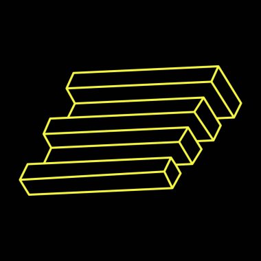 İmkansız nesneler. Çizgi geometrik şekli. Optik yanılsama figürü. 