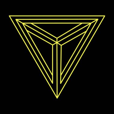 İmkansız şekiller. Çizgi tasarımı. Siyah bir arka planda izole edilmiş. Vektör çizimi. Optik yanılsama objeleri. Optik sanat. 