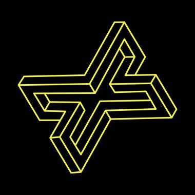İmkânsız şekilli logo tasarımı, optik illüzyon objesi. Optik sanat. Kutsal geometri figürü. Satır sanatı. 