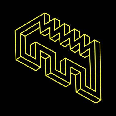 İmkânsız optik illüzyon şekli. Optik sanat objesi. İmkansız rakamlar. Satır sanatı. 