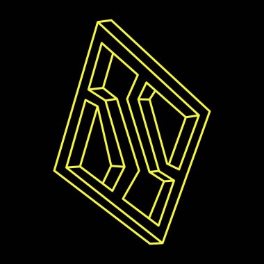 İmkansız şekil, optik illüzyon, vektör. Optik sanat objesi. Geometrik şekil. 