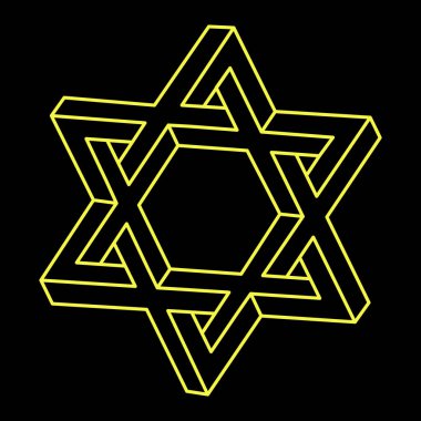 İmkânsız optik illüzyon şekilleri. Optik sanat objesi. İmkansız rakamlar. Çizgi çalışması. Geometri. 