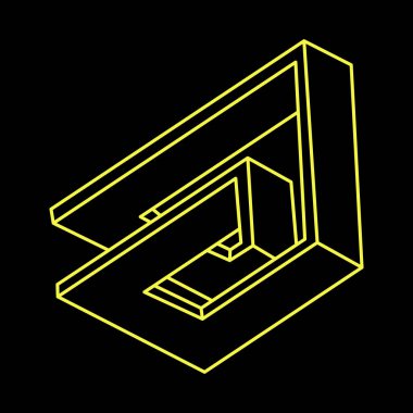 İmkânsız optik illüzyon şekli. Optik sanat objesi. İmkansız bir rakam. Kutsal geometri. 