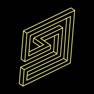 İmkansız nesneler. Çizgi geometrik şekiller. Optik yanılsama figürleri. 