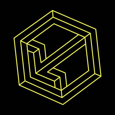 İmkânsız optik illüzyon şekli. Optik sanat objesi. İmkansız rakamlar. Kutsal geometri.