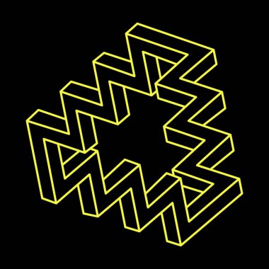 İmkânsız optik illüzyon şekilleri. Optik sanat objesi. İmkansız rakamlar. Çizgi çalışması. Geometri. 