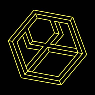 İmkansız bir şekil. Web tasarım elemanı. Optik İllüzyon nesnesi. Çizgi tasarımı. Geometrik şekiller. 