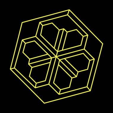 İmkânsız optik illüzyon şekli. Optik sanat objesi. İmkansız rakamlar. Kutsal geometri altıgeniName. 