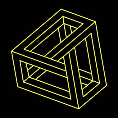 İmkansız şekil, optik illüzyon, vektör. Optik sanat objesi. Geometrik şekil. 