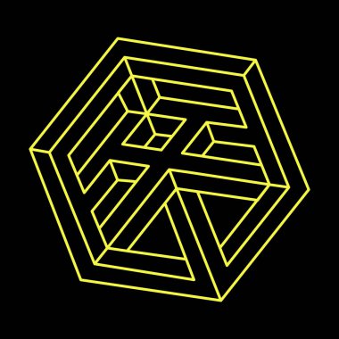 Optik illüzyon şekilleri. İmkansız nesneler. Optik sanat figürleri. Çizgi çalışması. Kutsal geometri. 