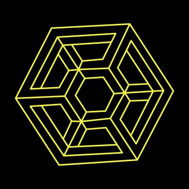 İmkânsız optik illüzyon şekli. Optik sanat objesi. İmkansız rakamlar. Kutsal geometri. 