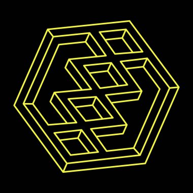 İmkânsız şekilli logo tasarımı, optik illüzyon objesi. Optik sanat. Kutsal geometri figürü. 